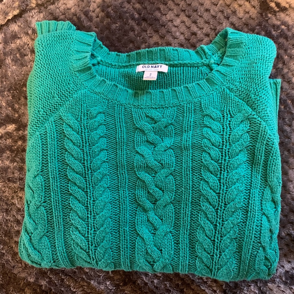 OLD NAVY Teal cable knit sweater